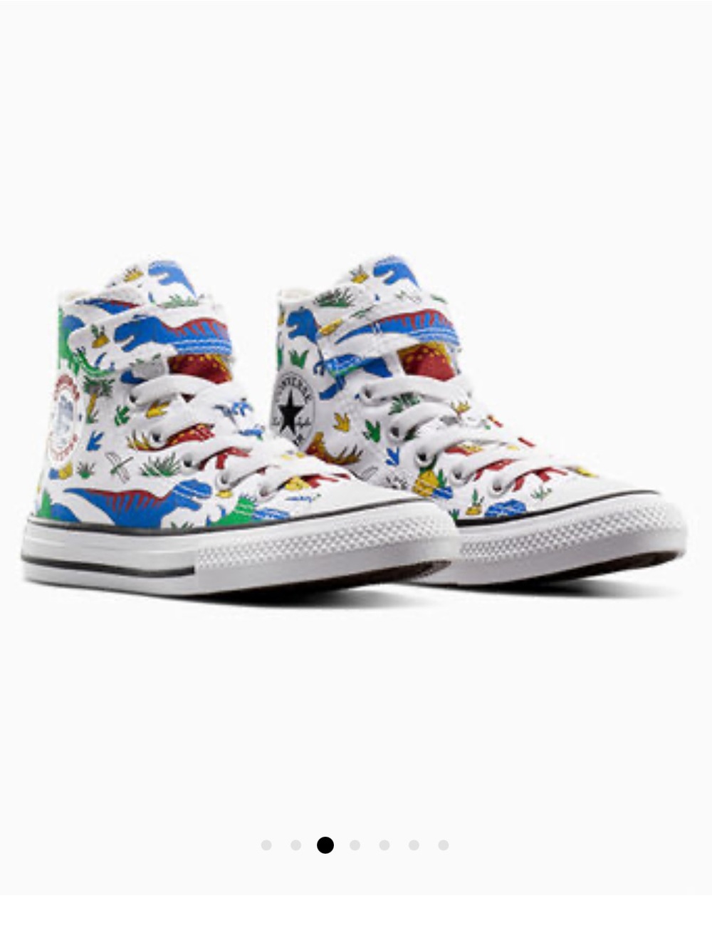 NWOT Converse Kids White High-Top Sneakers with Multicolor Dino Print